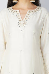 Royal White Ensemble: Embroidered Kurta with Salwar Set